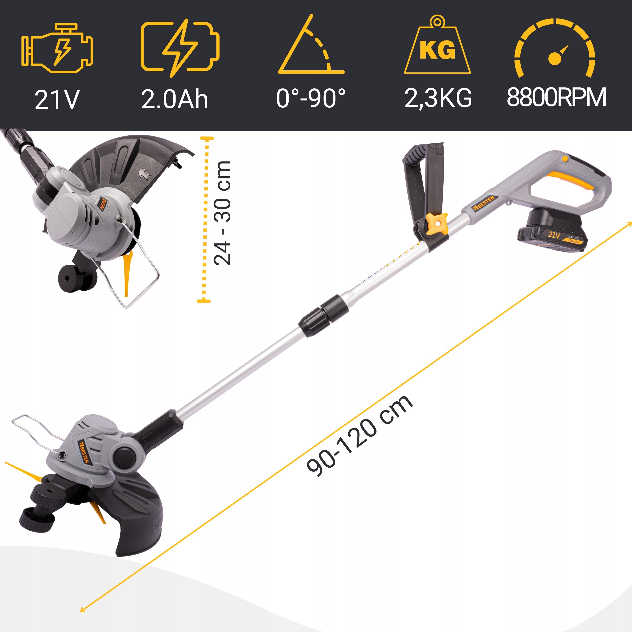 BRUSH CUTTER CORDLESS BRUSH CUTTER ON GRASS WHEELS SCYTHE BLADE SET Brand BESTEN