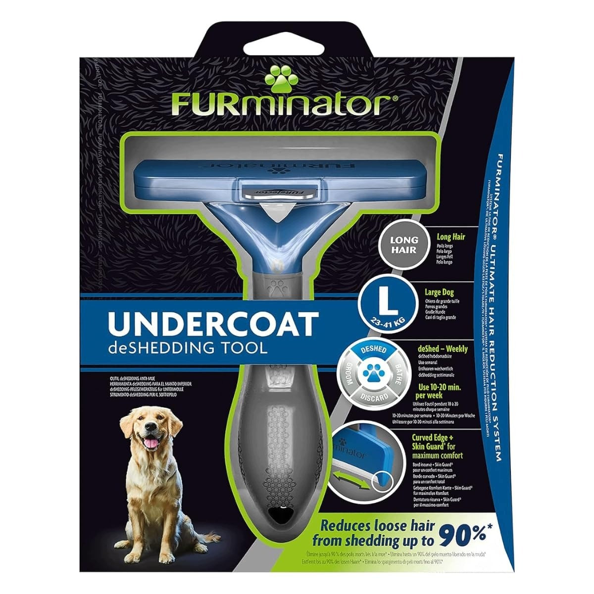 BRUSH FOR BIG DOG L FOR LONG HAIR GREY-BLUE