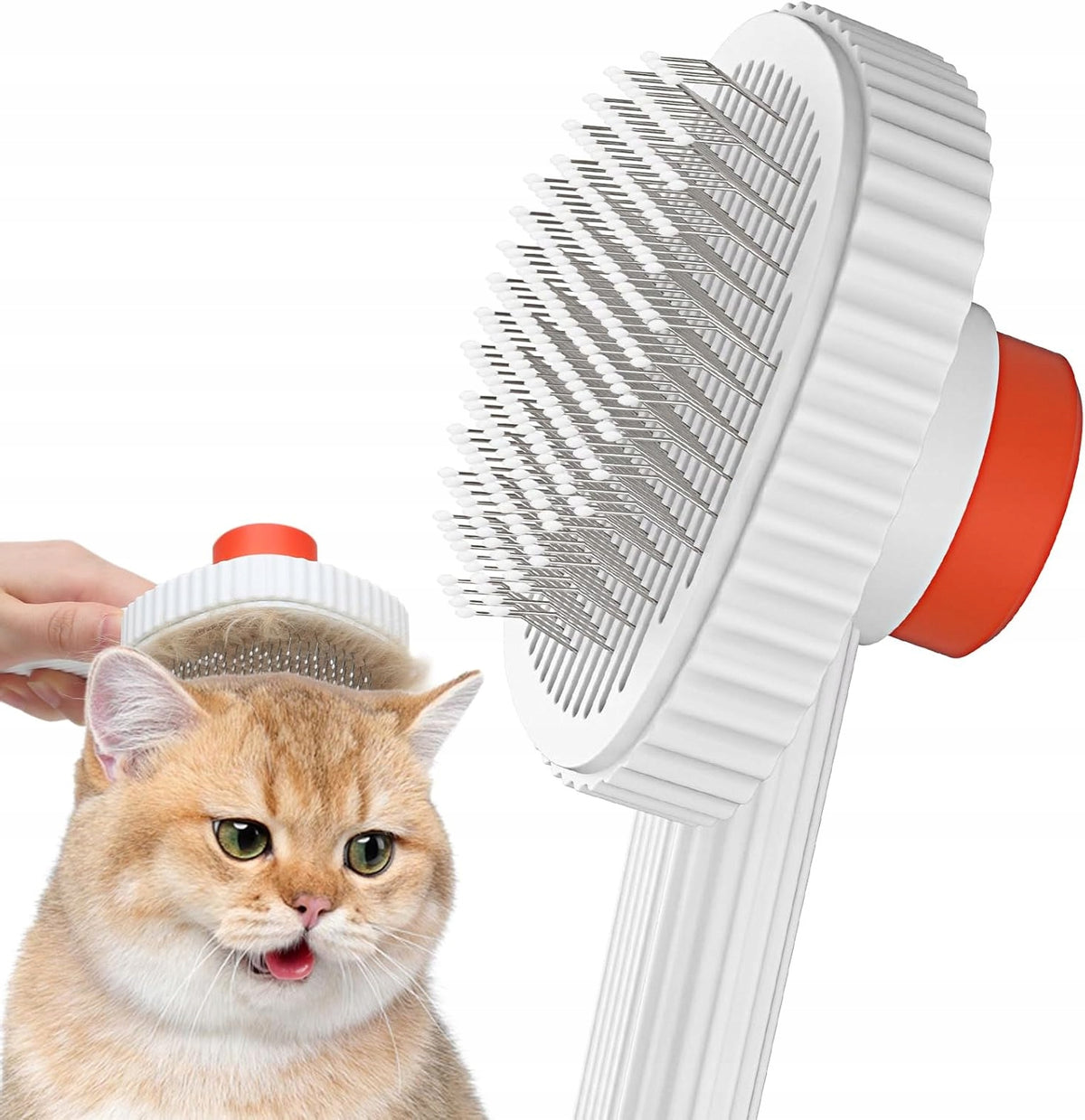BRUSH FOR CATS LONG AND SHORT HAIR SELF-CLEANING WHITE