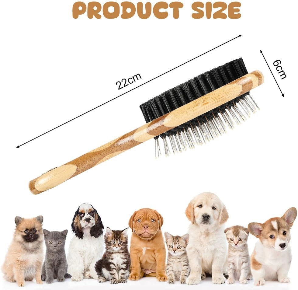 BRUSH FOR DOGS AND CATS 2IN1 WOODEN COMB LONG HAIR
