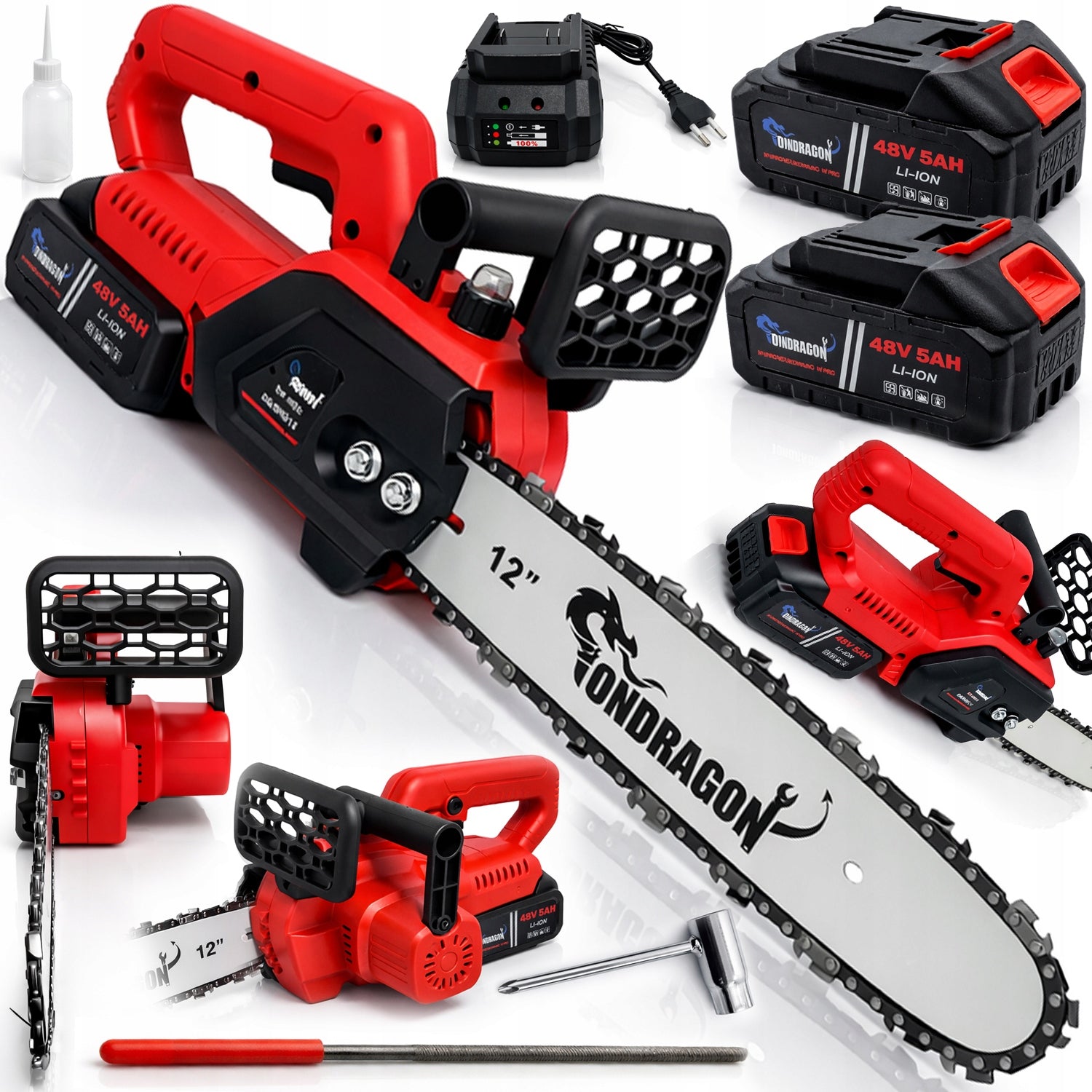 BRUSHLESS CHAINSAW CORDLESS SAW 12" 48V 2x AKU PRO