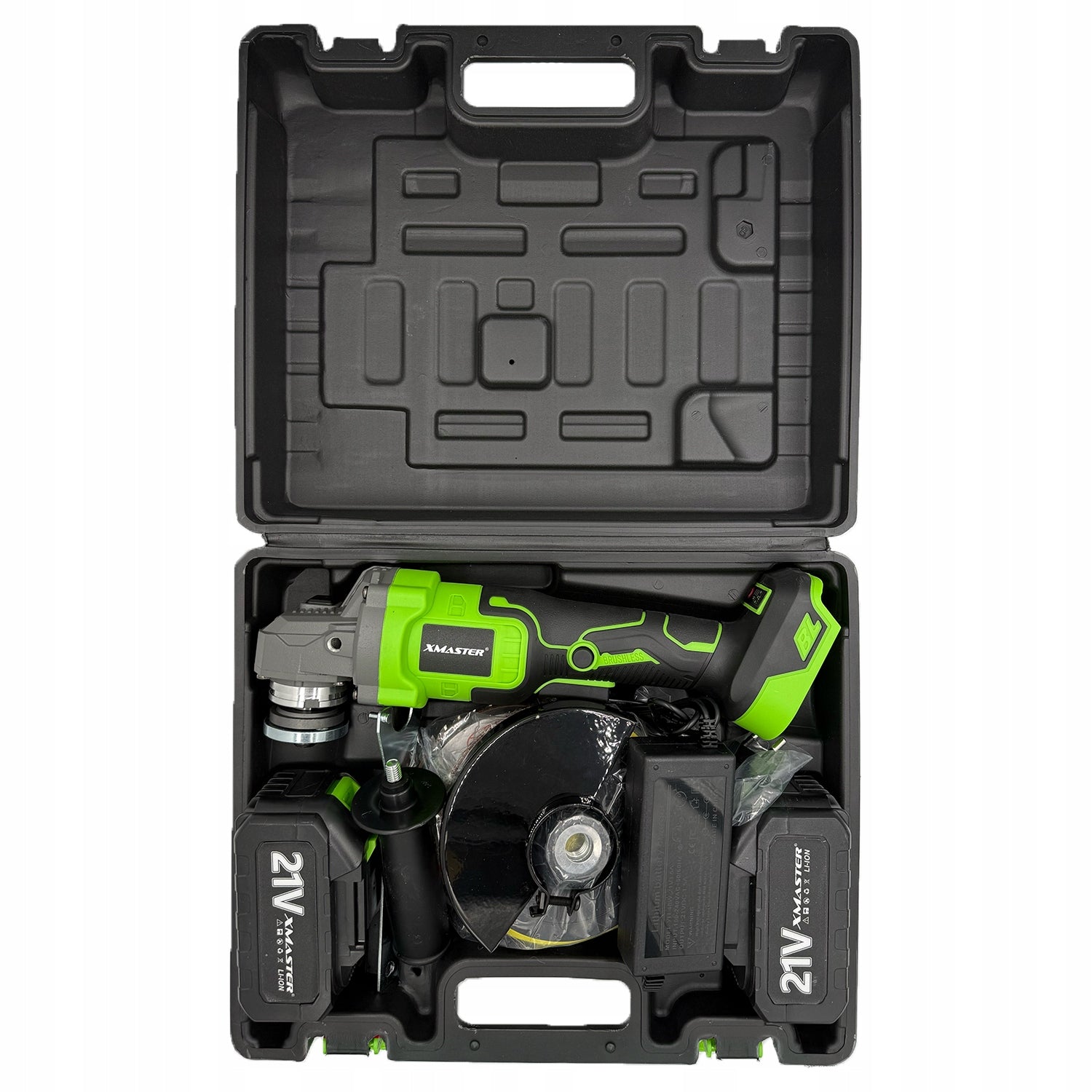 BRUSHLESS CORDLESS ANGLE GRINDER ANGLE DIAX 2xAKU 3AH DISCS Batteries included yes