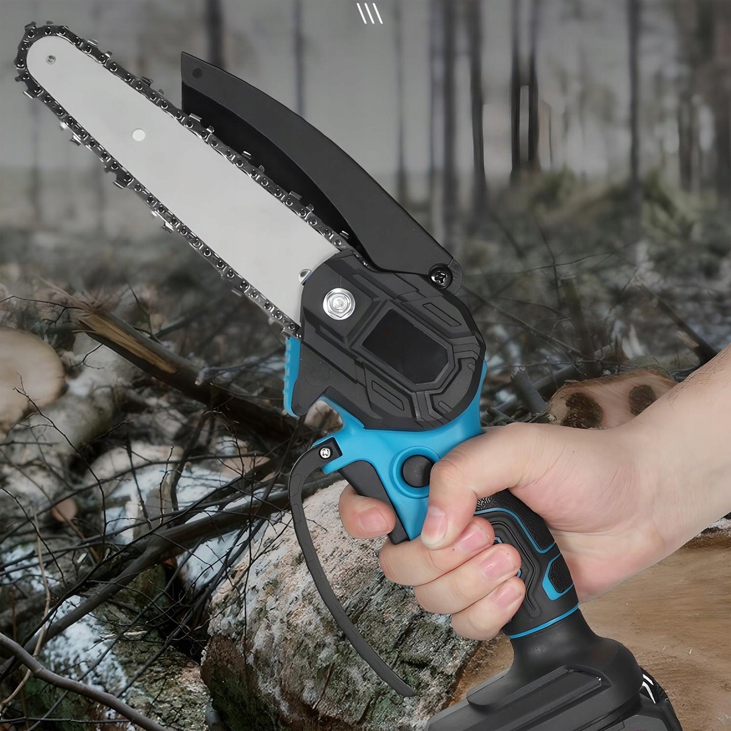 BRUSHLESS CORDLESS CHAINSAW 6” 2xAKU 21V BRANCH SAW Brand Renew Force