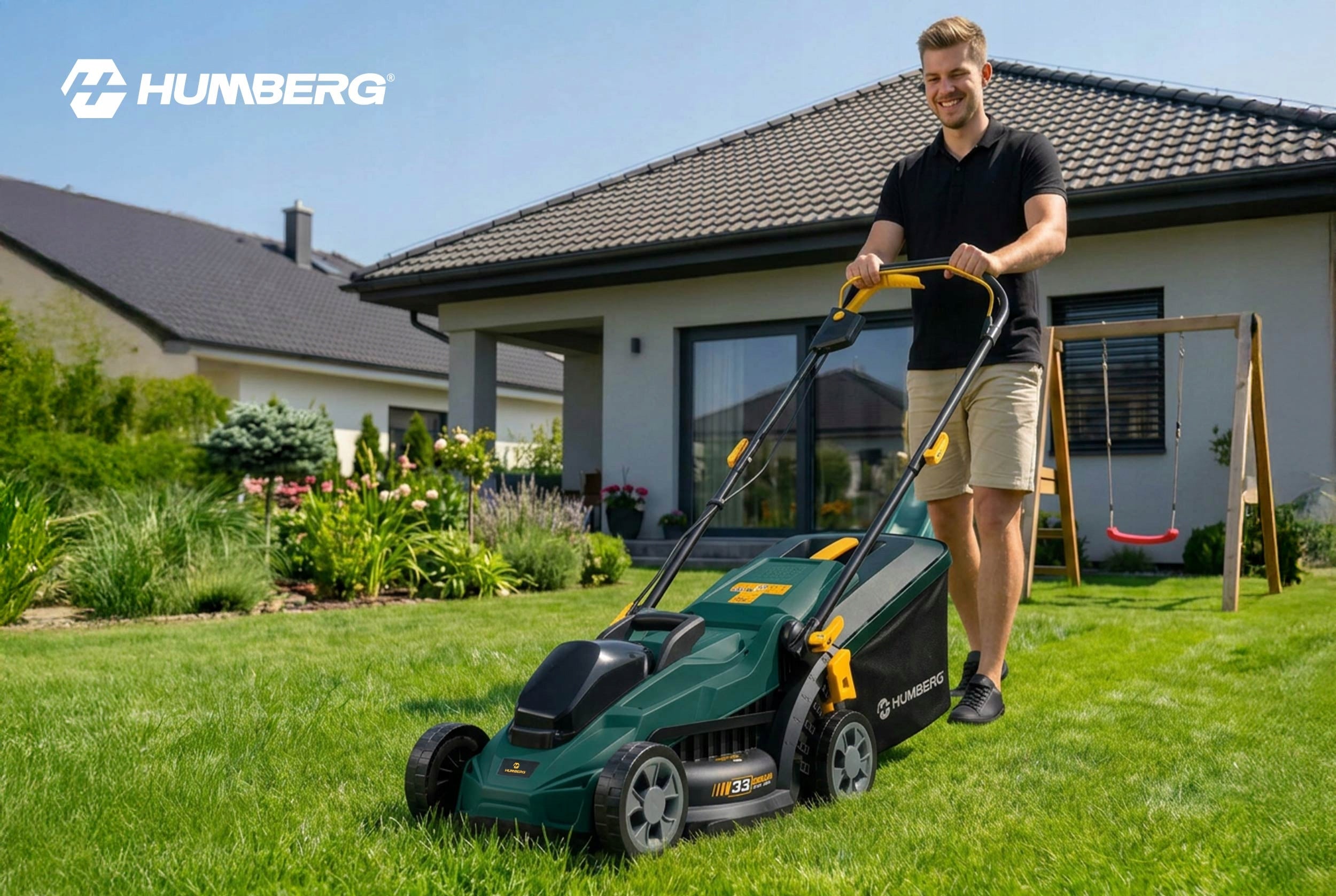 BRUSHLESS CORDLESS MOWER AKU LIGHT STRONG 33cm HUMBERG Mowing width 33 cm