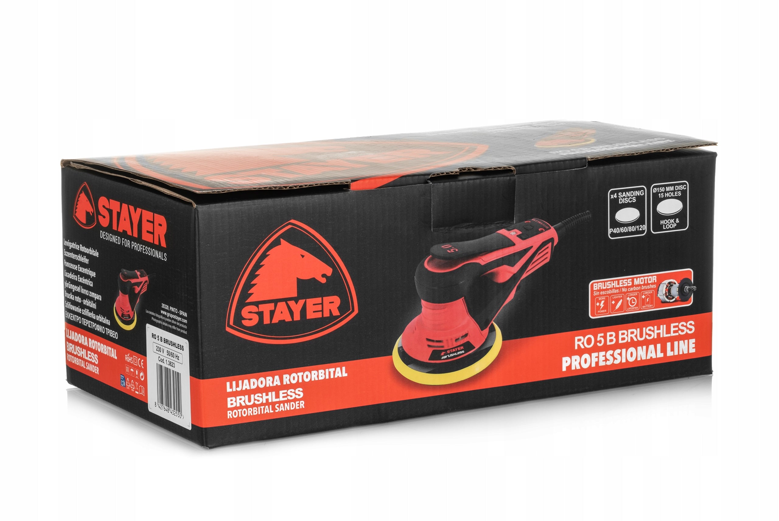BRUSHLESS ECCENTRIC OSCILLATING GRINDER 150MM 400W STAYER RO 5 B Manufacturer code 3623