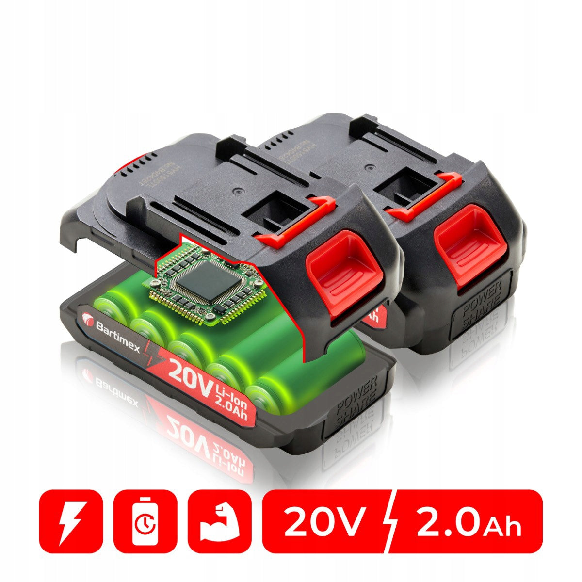 BRUSHLESS Screwdriver 20V 2x2,0Ah SET Bartimex BT-CD-20M Motor type brushless motor