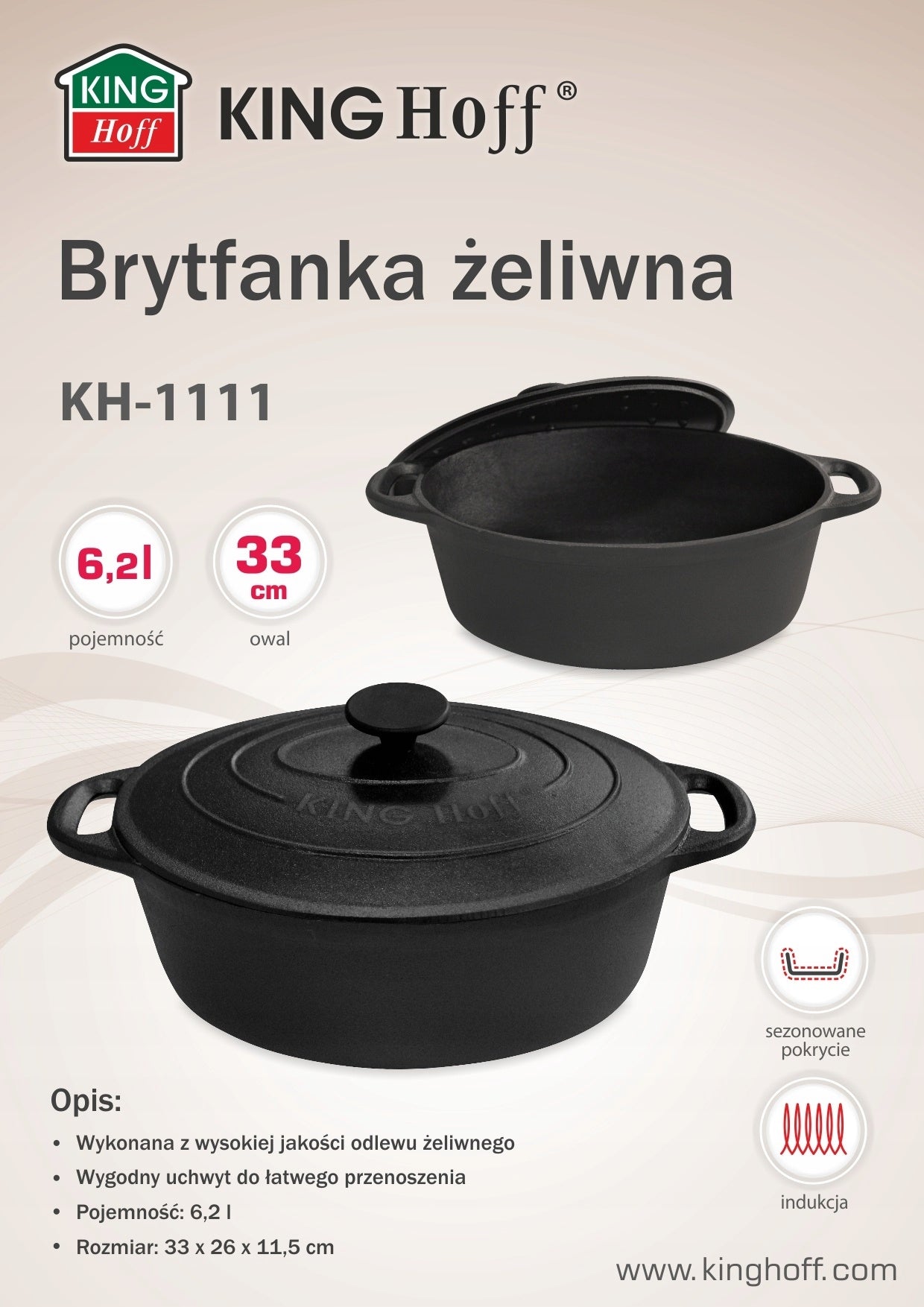 Puodas Kinghoff, 33 cm