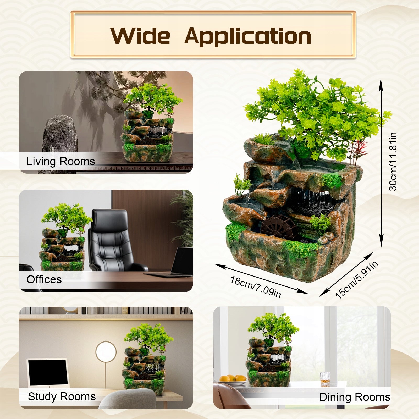 BS125 60CM RESIN TABLETOP ORNAMENT WITH PUMP FOR LIVING ROOMS, OFFICES Manufacturer code BDDB-354