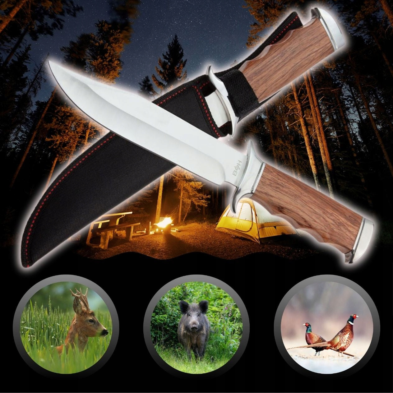 BSH GREAT HUNTING KNIFE TACTICAL MILITARY TOURIST SURVIVAL FINKA EAN (GTIN) 5903899932672