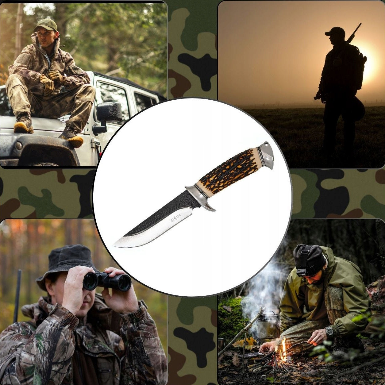 BSH HUNTING KNIFE SCOUT TOURIST MILITARY TACTICAL SURVIVAL Manufacturer code N193B