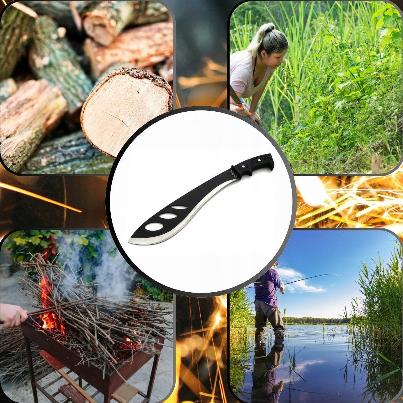 BSH MACHETE KUKRI 42,5 cm HUNTING FINKA TOURIST BAYONET + COVER Manufacturer code N621