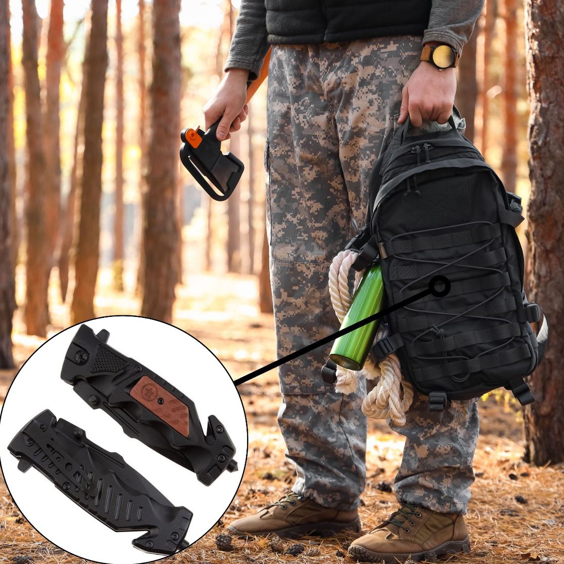 BSH RESCUE SPRING KNIFE SURIVAL ARMY POCKET KNIFE AUTOMATIC 23,5 cm Manufacturer code N389B
