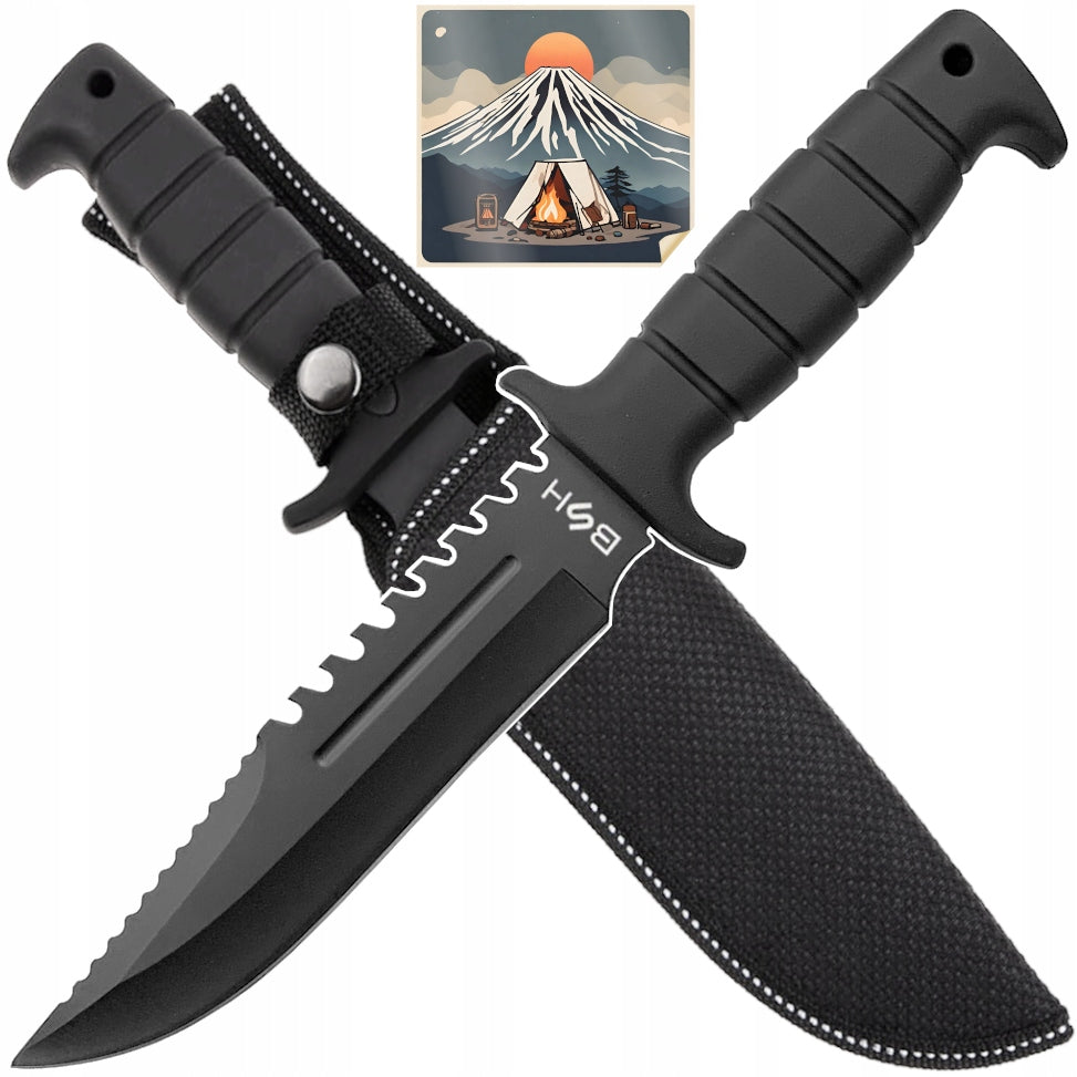 BSH - TACTICAL KNIFE RAMBO Military Hunting WITH HOLSTER Stainless Steel 420