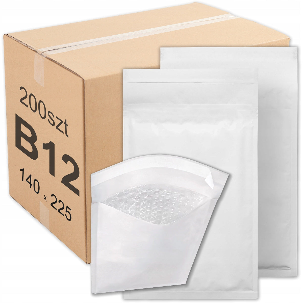 BUBBLE ENVELOPES WHITE B12 12B 200 pieces STRONG AIR CARTON SET
