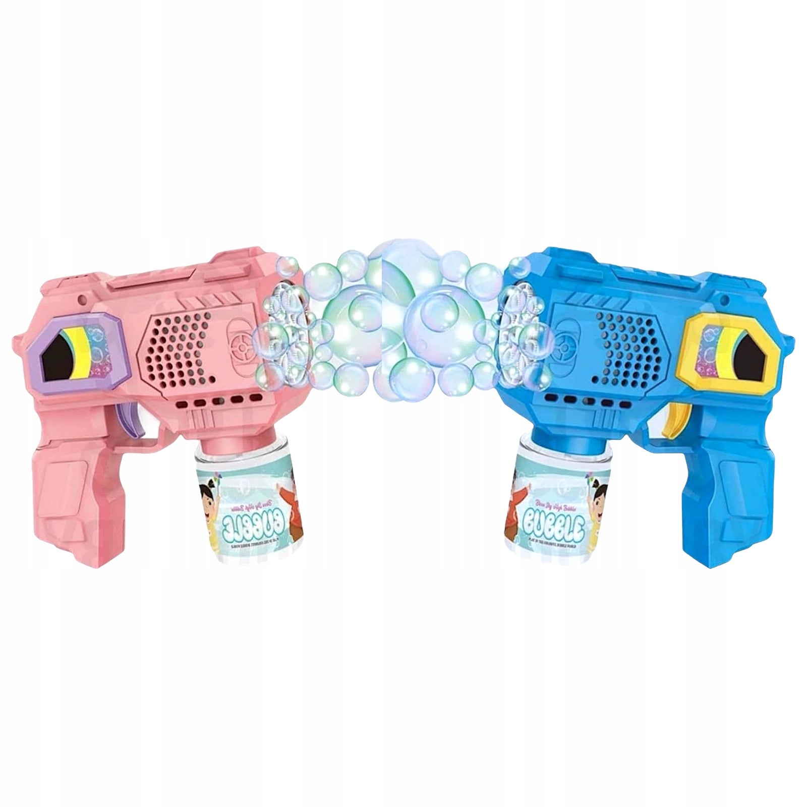 BUBBLE GUN BATTERY OPERATED SOAP BUBBLE MAKING MACHINE + LIQUID Kind pistols