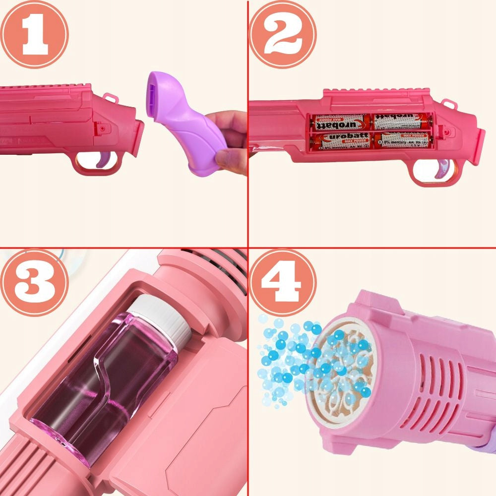 BUBBLE GUN BUBBLE MACHINE AUTOMATIC LED LAUNCHER + BUBBLE LIQUID Character/Title none