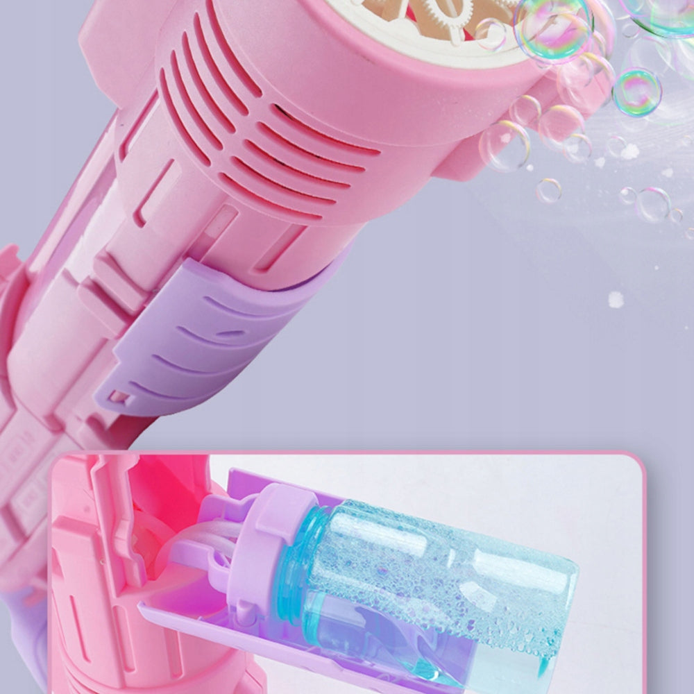 BUBBLE GUN BUBBLE MACHINE AUTOMATIC LED LAUNCHER + BUBBLE LIQUID Manufacturer code 9525N