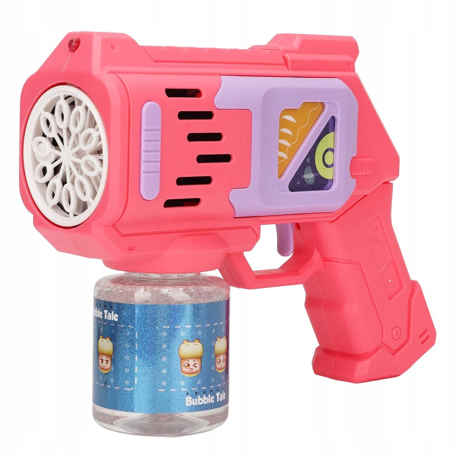 BUBBLE GUN BUBBLE MACHINE BATTERY OPERATED + LIQUID + 4pcs BATTERIES pink Packaging status original