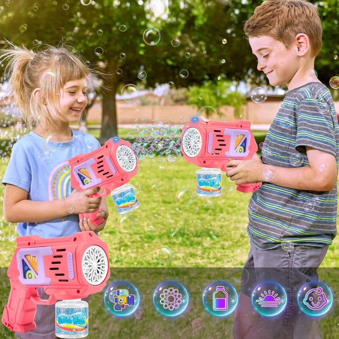 BUBBLE GUN SOAP BUBBLE MAKING MACHINE + LIQUID + 4x BATTERIES Brand no brand