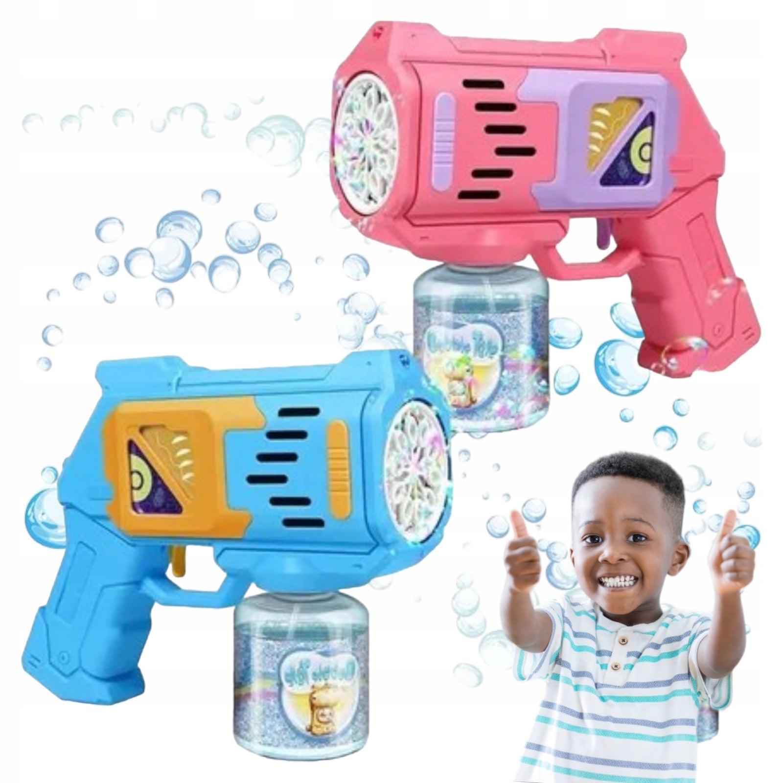 BUBBLE GUN SOAP BUBBLE MAKING MACHINE + LIQUID + 4x BATTERIES EAN (GTIN) 5901247640804