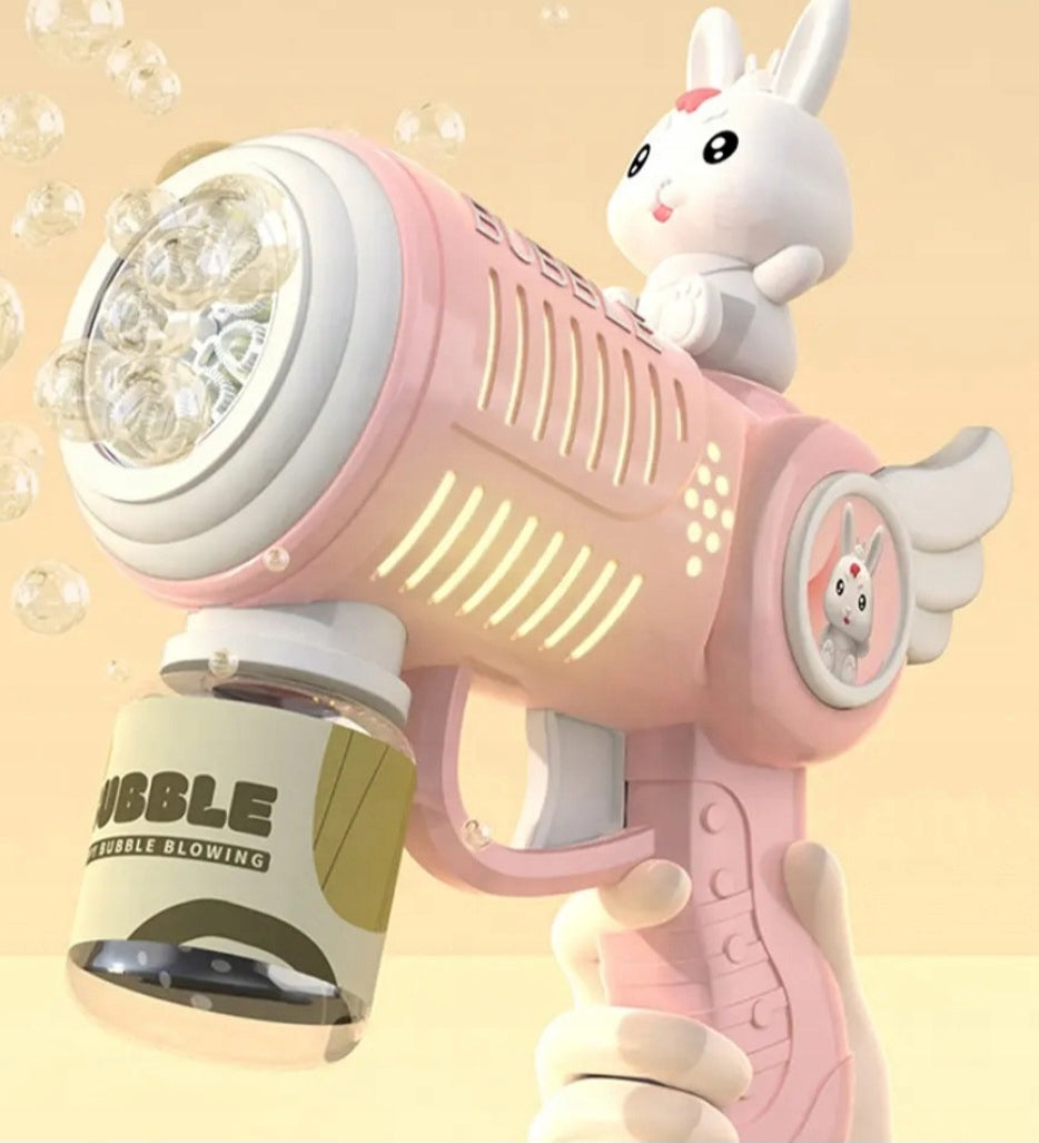 BUBBLE GUN SOAP LED LIGHT PINK CUTE RABBIT BABY DAY Kind pistols