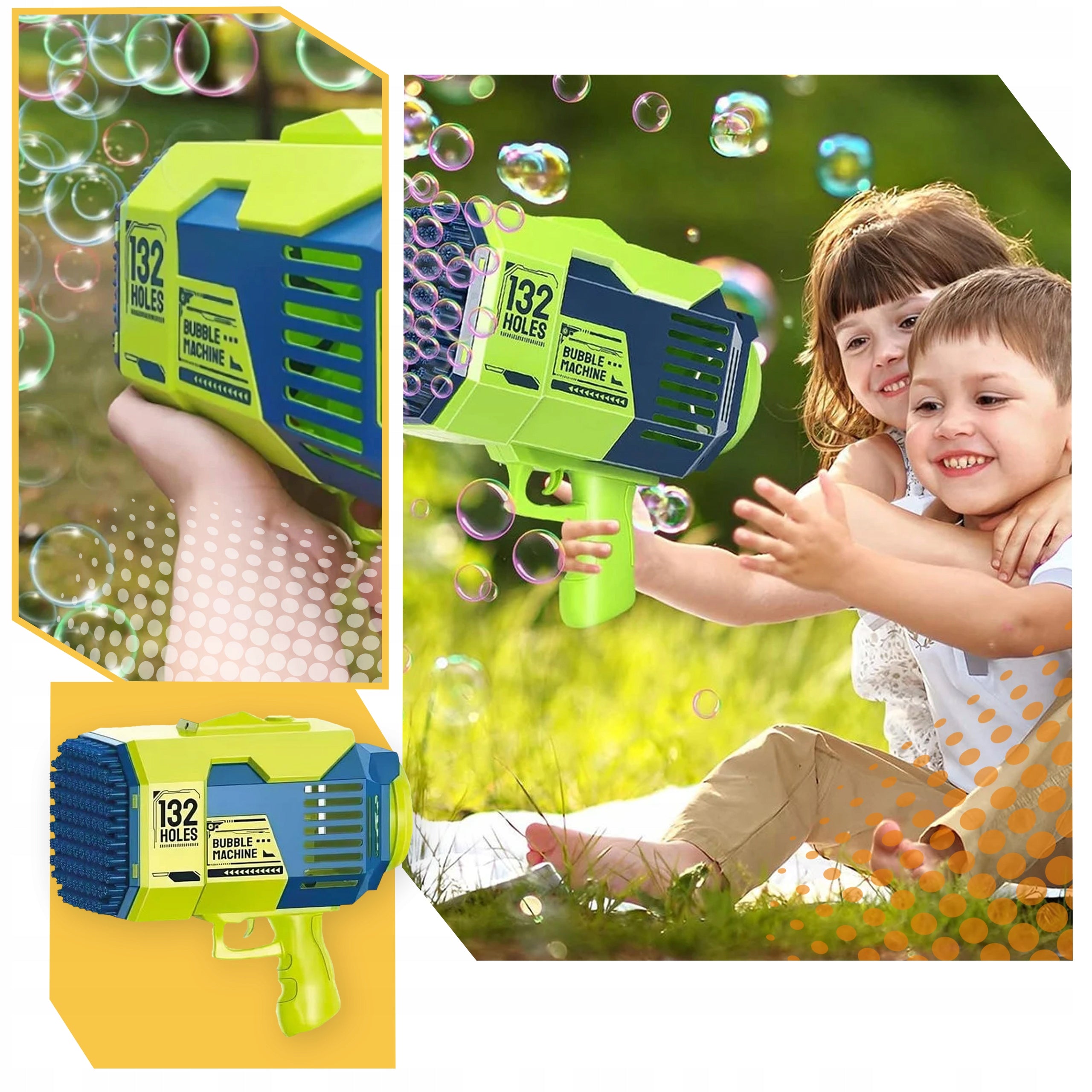 BUBBLE MACHINE SOAP BUBBLE GUN LED BATTERY 3IN1 LARGE SET Kind machine