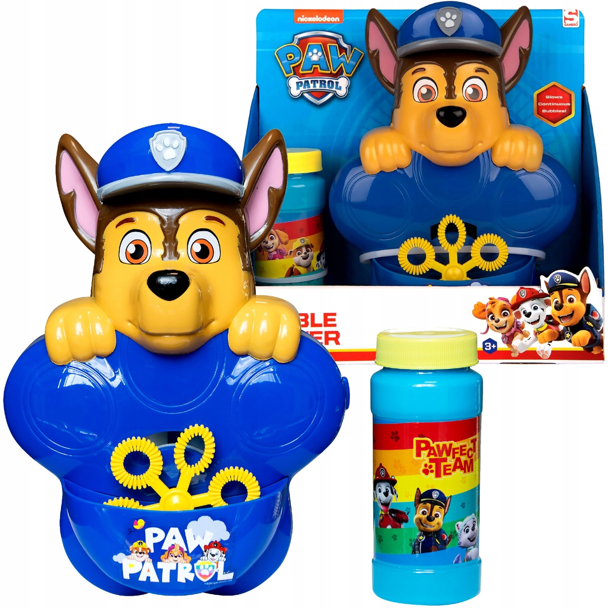 BUBBLE MACHINE WITH LIQUID SOAP BUBBLE GUN +LIQUID 100ML PSI PATROL
