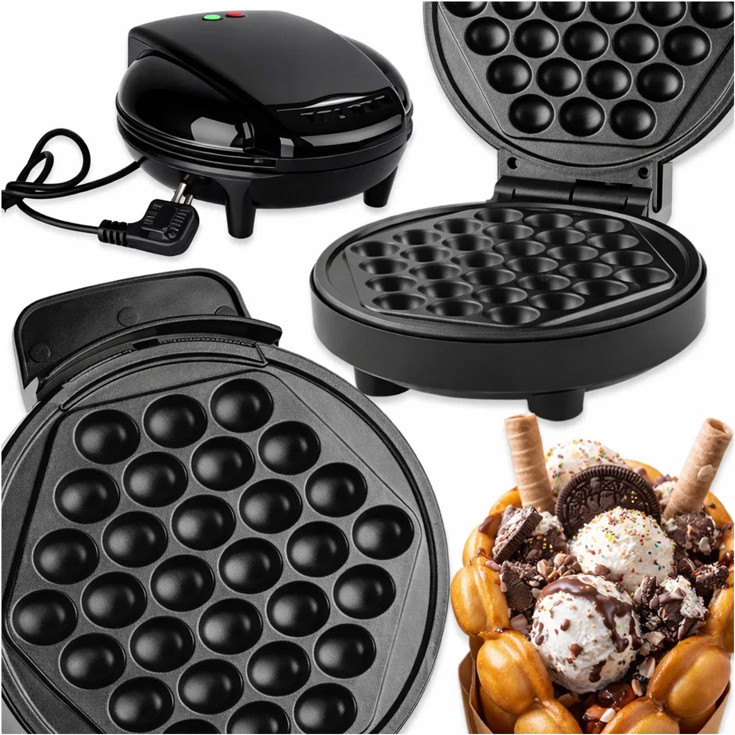 BUBBLE WAFFLE MAKER 700W CRUNCHY WAFFLES NONSTICK COATING Manufacturer code GOFROWNICA BĄBELKOWA MEMFLOW 700W GOFRY