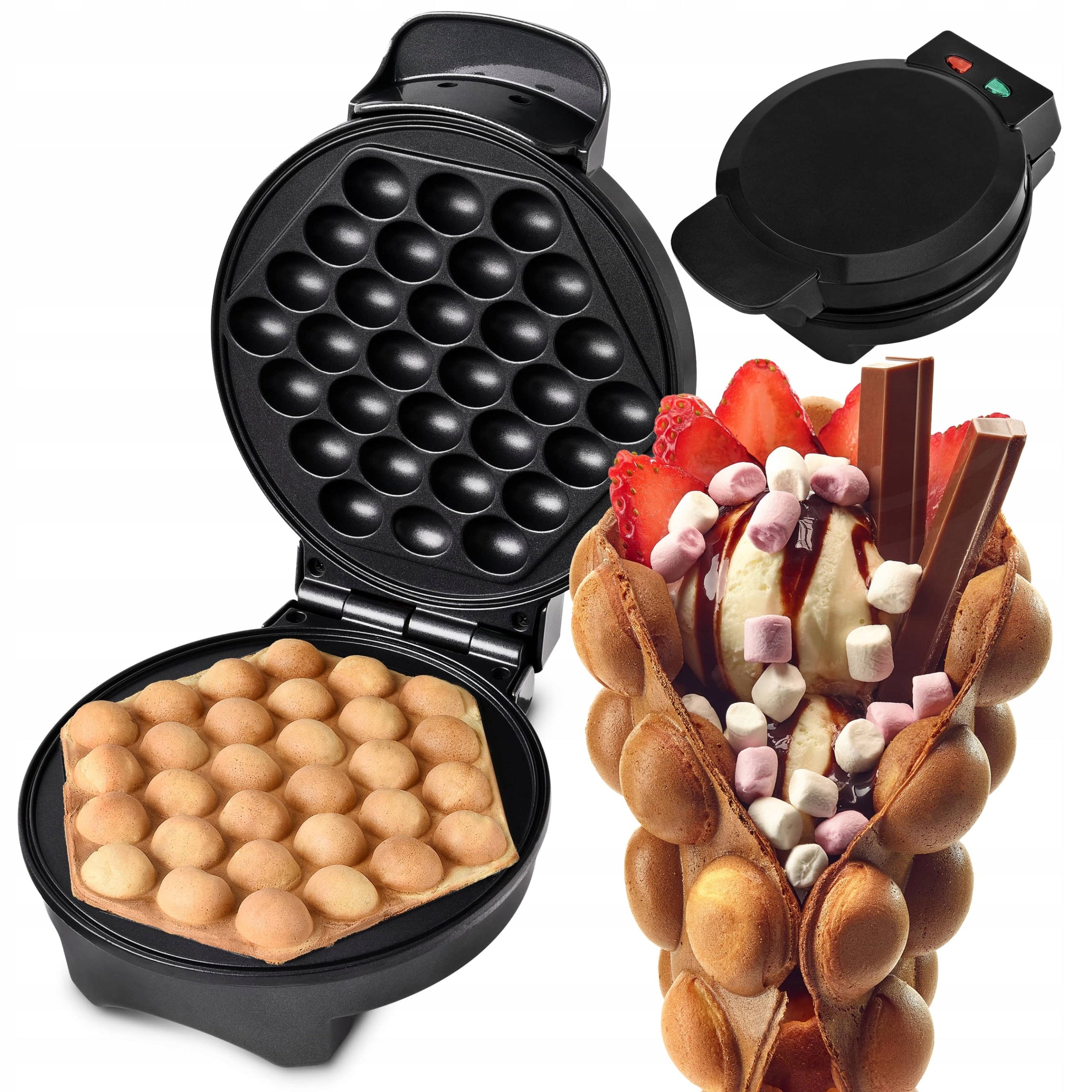 BUBBLE WAFFLE MAKER 850W BUBBLE WAFFLE EGGPUFFS CRISPY WAFFLES LIKE FROM A BOOTH Waffle shape hexagon
