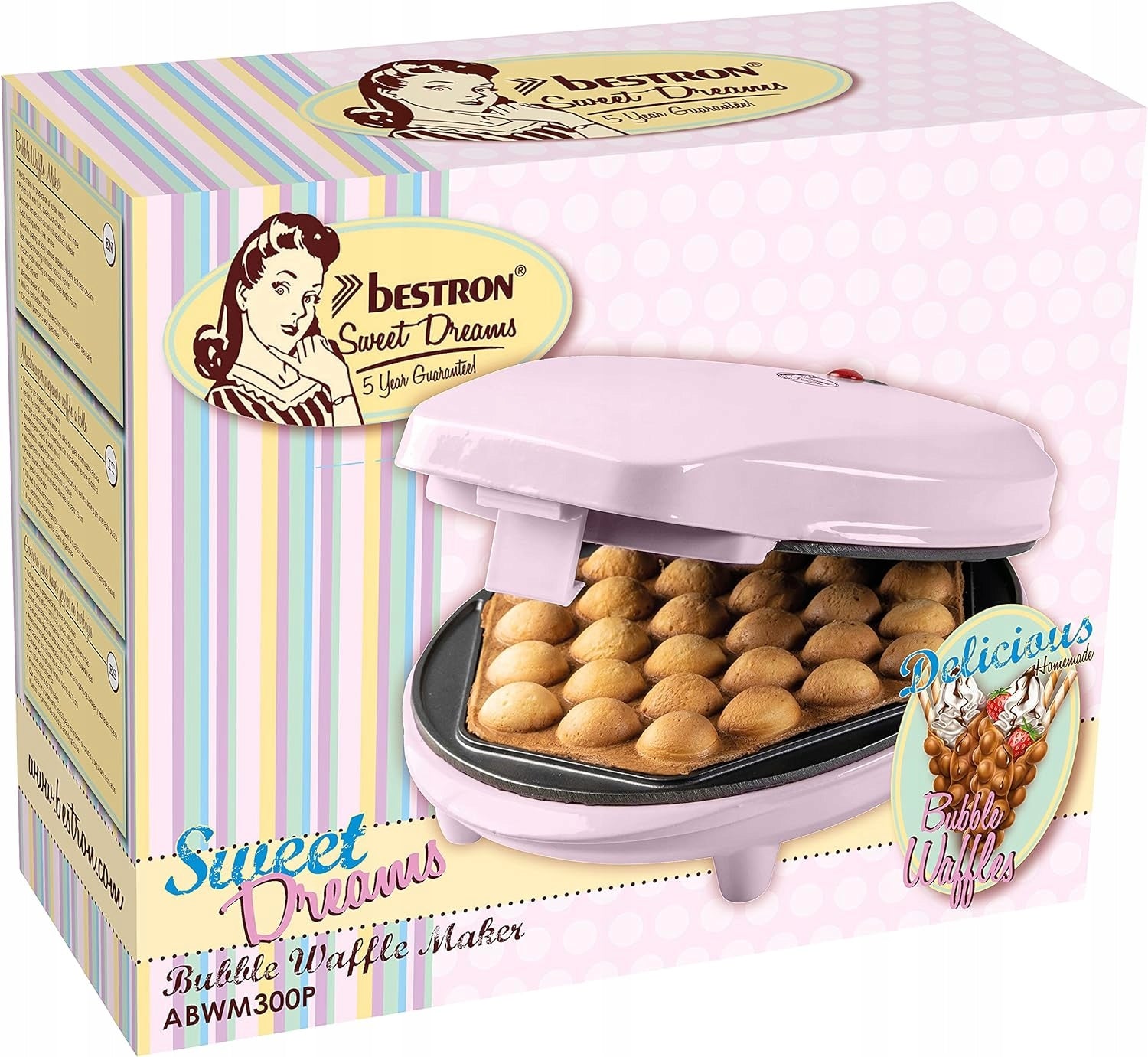 BUBBLE WAFFLE MAKER Bubble FILLING WITH CHOCOLATE FRUIT 700 W PINK Power rating 700 W