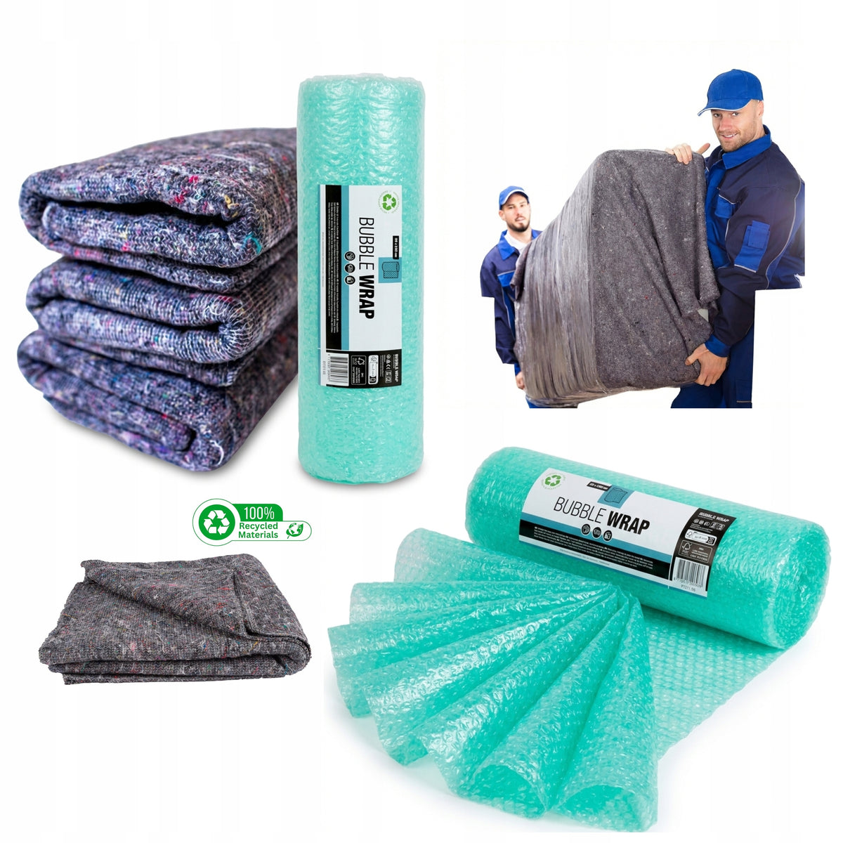 BUBBLE WRAP 50 x 500cm Bubble + 3 x PROTECTIVE BLANKET 150 x 200 Set