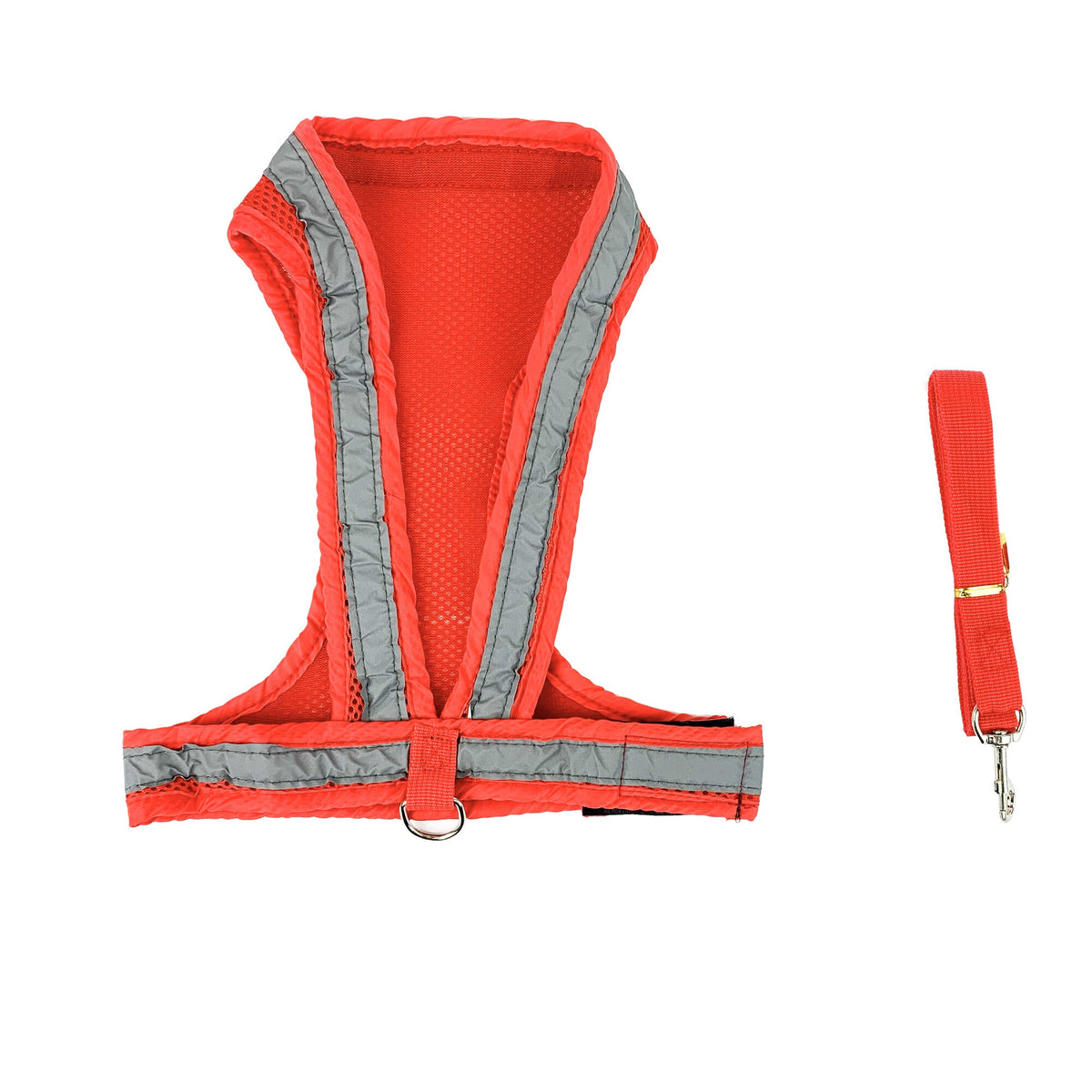 BUBU Reflective Dog Harness Set S Red with Lanyard