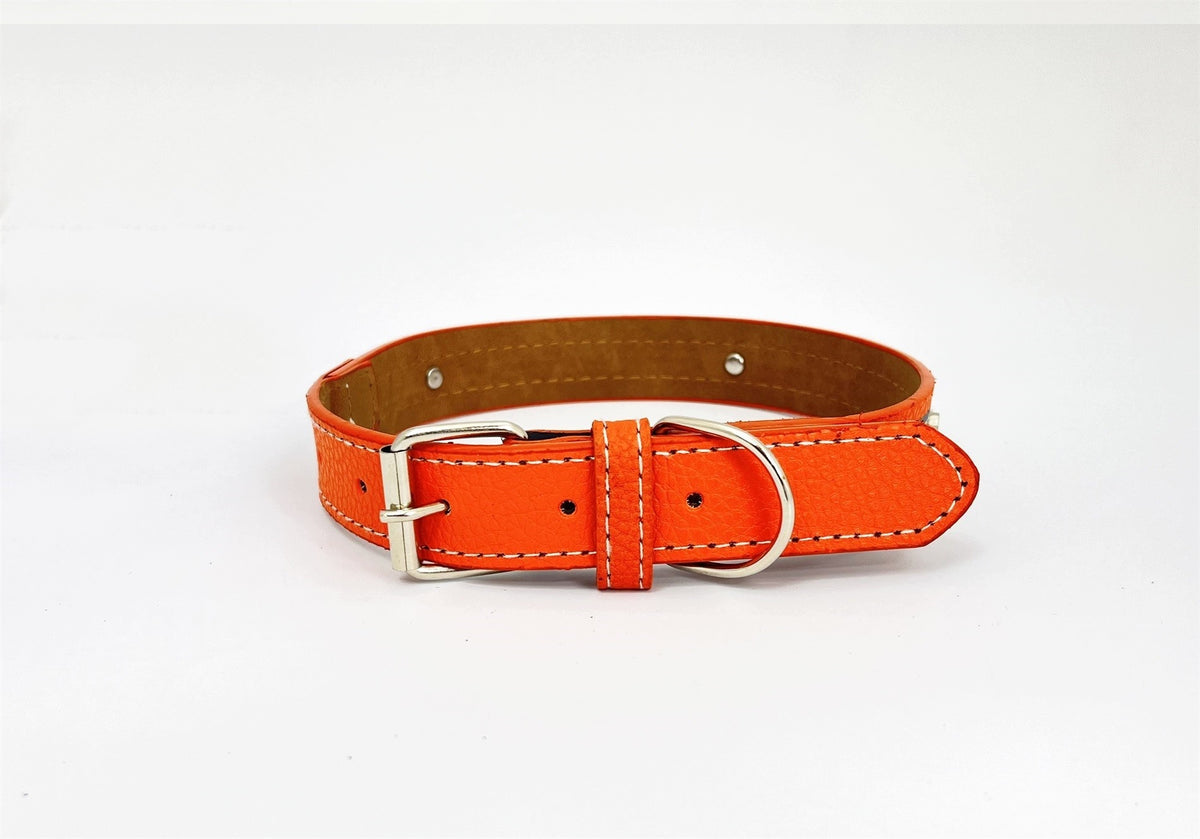 BUBU Reflective Leather Dog Collar Green Bone L 25mm 52cm Orange Manufacturer code P-OBR-25-POM