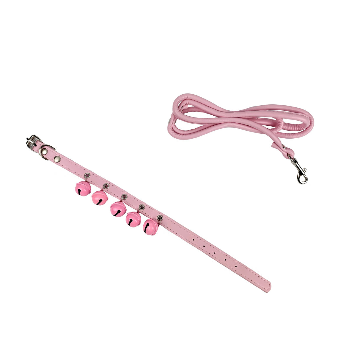 BUBU Set Cat Collar Leather Lanyard with Bell M Light Pink