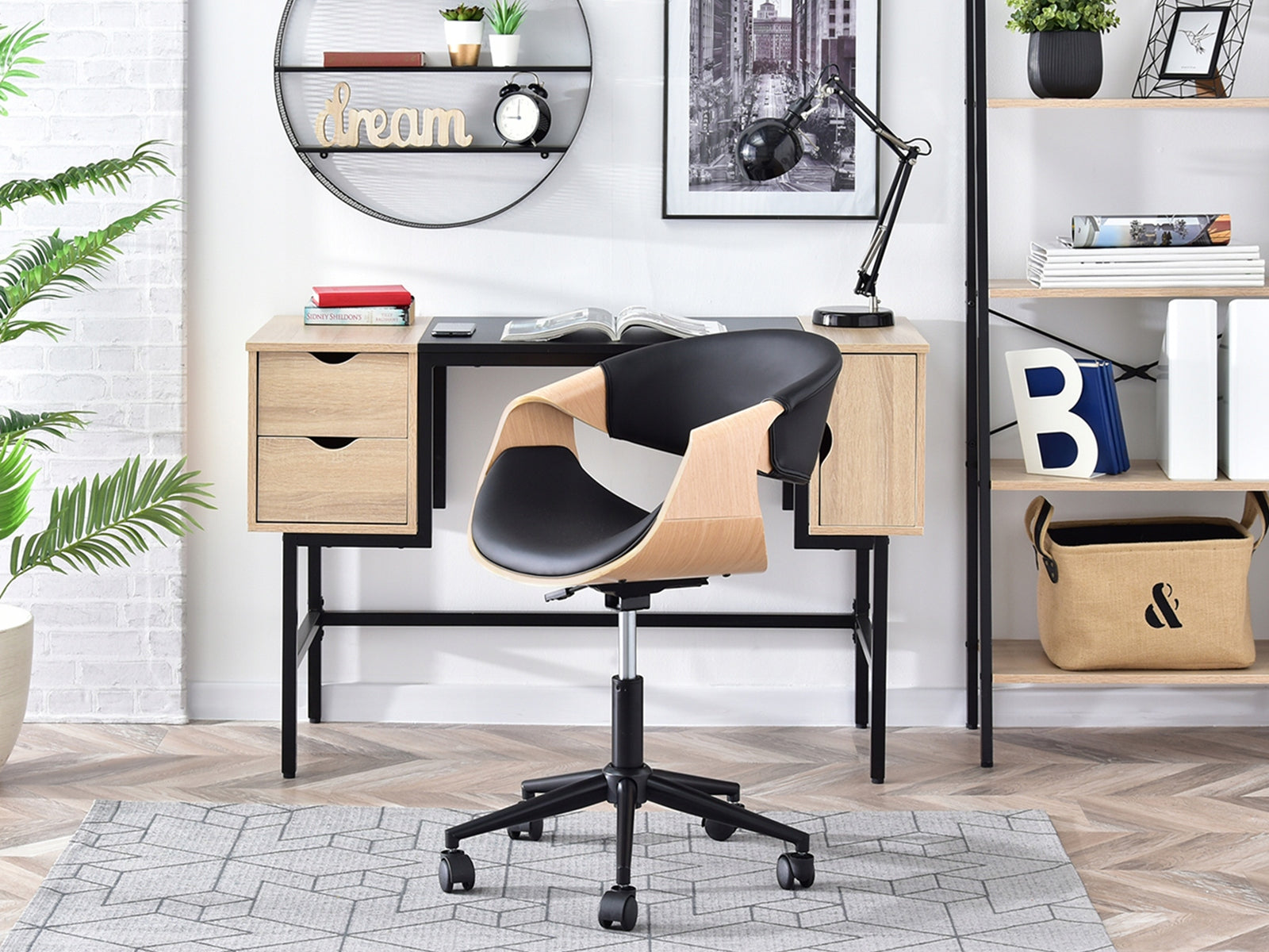 BUCKET CHAIR FOR OFFICE RAPID OAK BLACK FAUX LEATHER WITH FUNCTIONS Manufacturer code 5907698631910