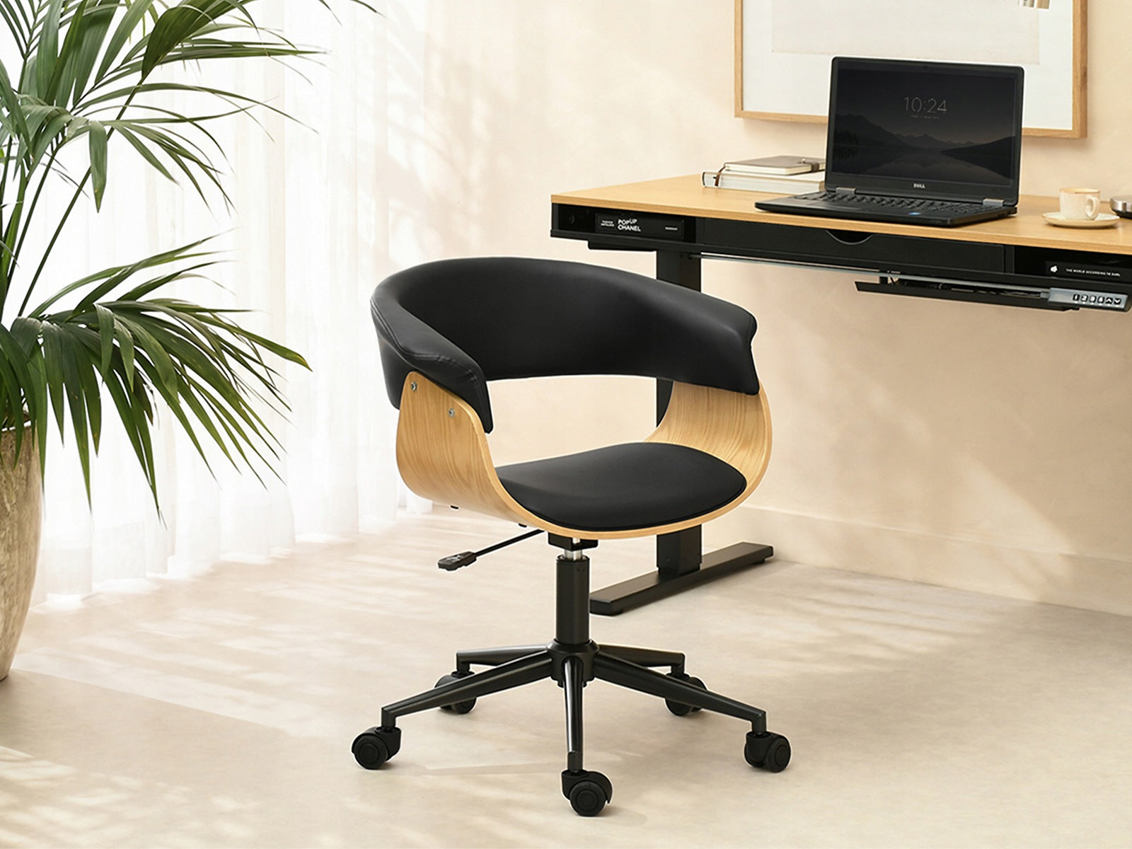 BUCKET LEATHER OFFICE CHAIR BENT WOOD OAK ADJUSTMENT MANZA BLACK Manufacturer code 5907698699163