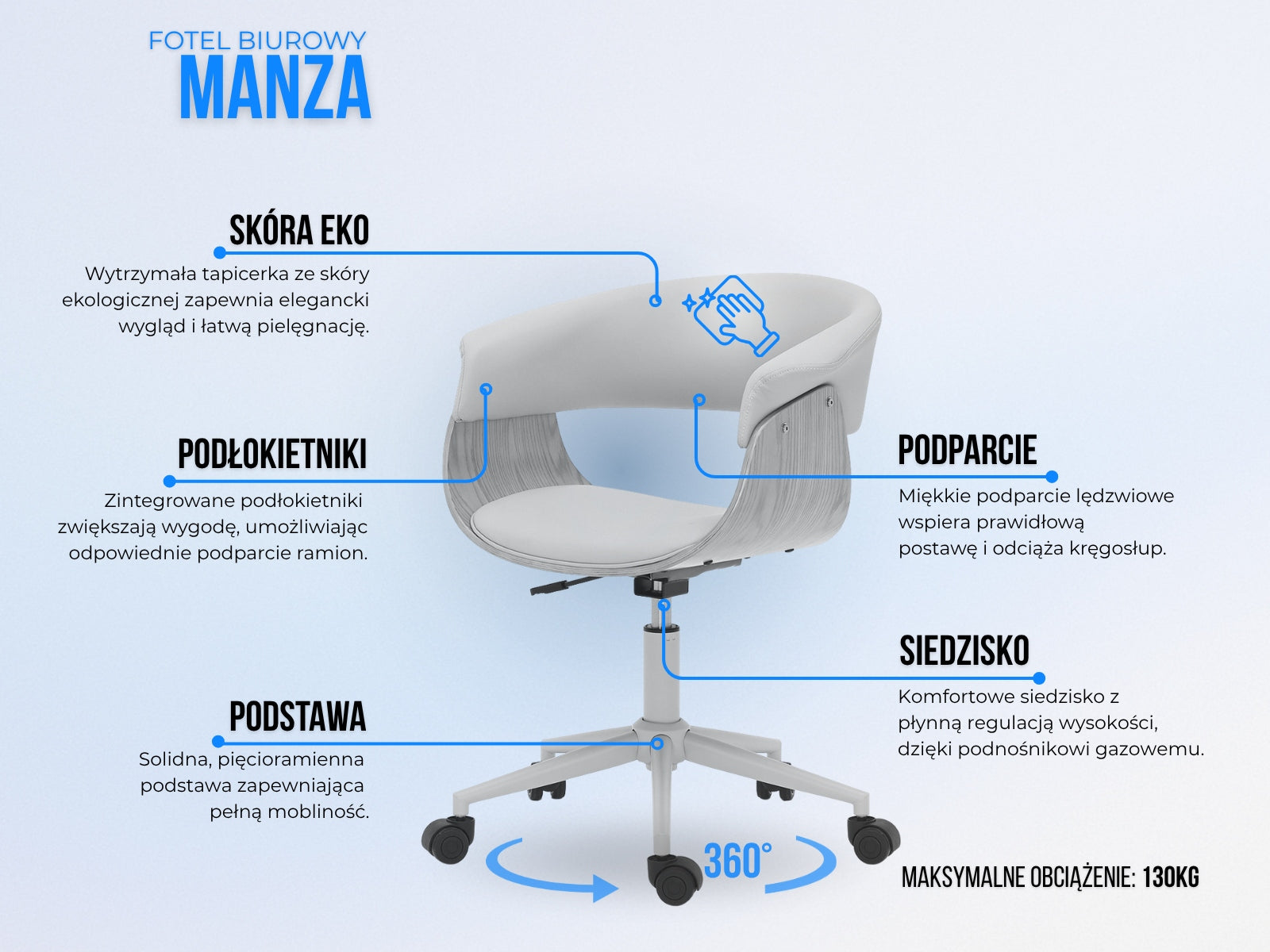 BUCKET LEATHER OFFICE CHAIR BENT WOOD OAK ADJUSTMENT MANZA BLACK Packaging status original