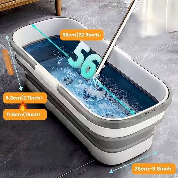 BUCKET ON WHEELS FOLDING SILICONE RECTANGULAR SLIM BOWL FOR MOP WASHING Packaging status original