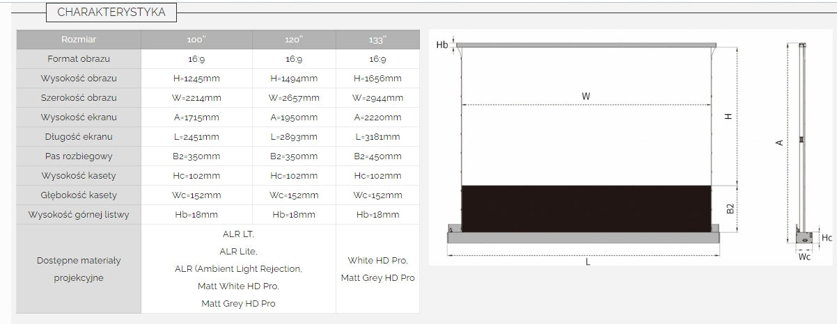 BUILT-IN ELECTRIC SCREEN SUPREMA LIBRA ELECTRO 266x149cm ALR LITE Brand SUPREMA