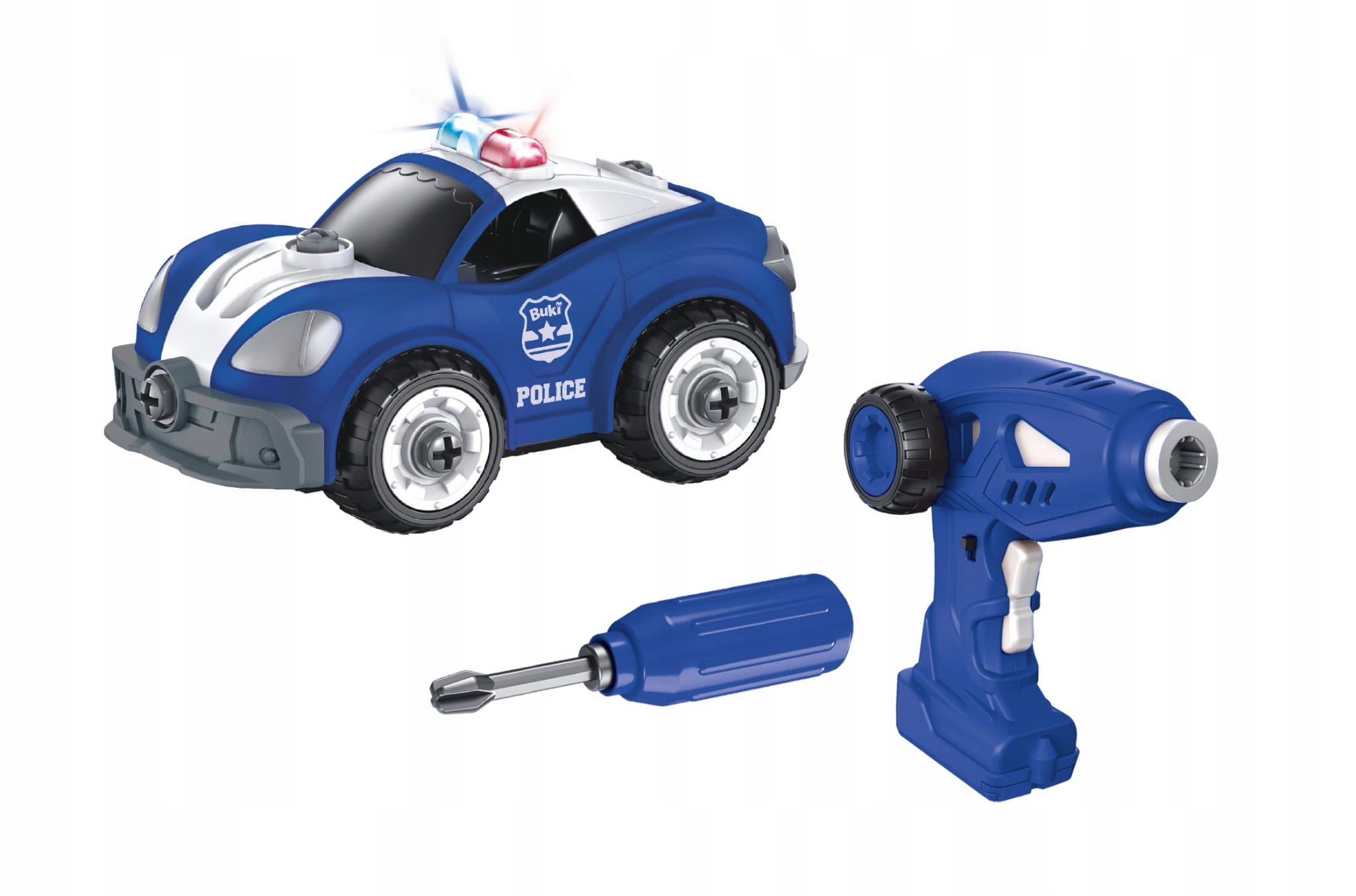 BUKI - police car for turning - remote controlled - police, police car Color blue