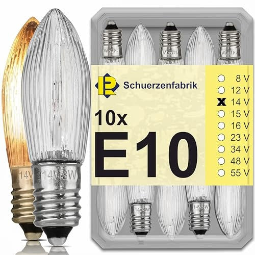 BULBS E10 14V 3W WARM WHITE FOR LIGHT CHAIN 10 PCS. plastic Brand no brand