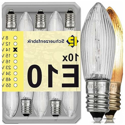 BULBS E10 14V 3W WARM WHITE FOR LIGHT CHAIN 10 PCS. plastic