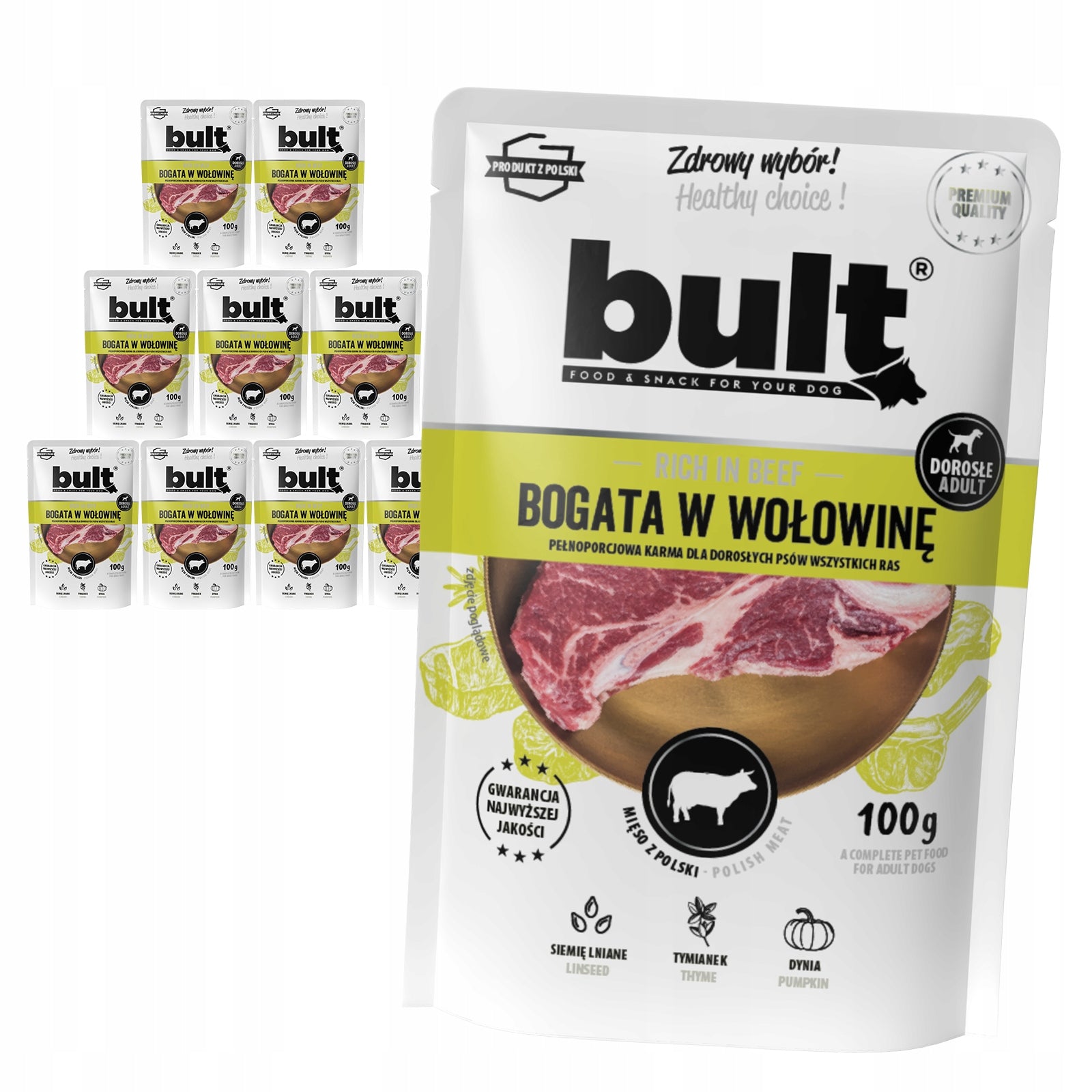 BULT DOG FOOD NATURAL BEEF COMPLETE SACHETS 10X100G