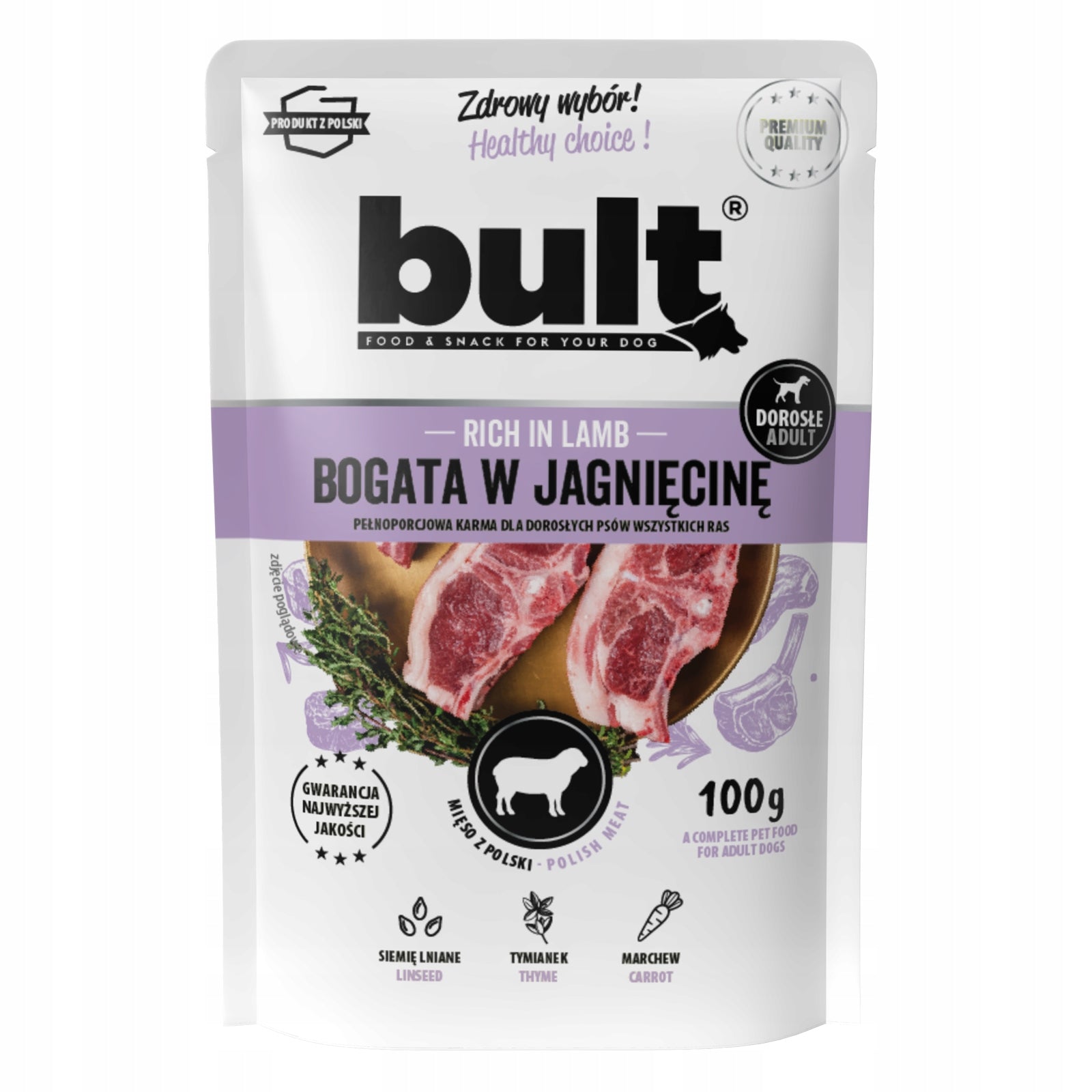 BULT DOG FOOD NATURAL LAMB COMPLETE SACHETS 10X100G Brand Bult