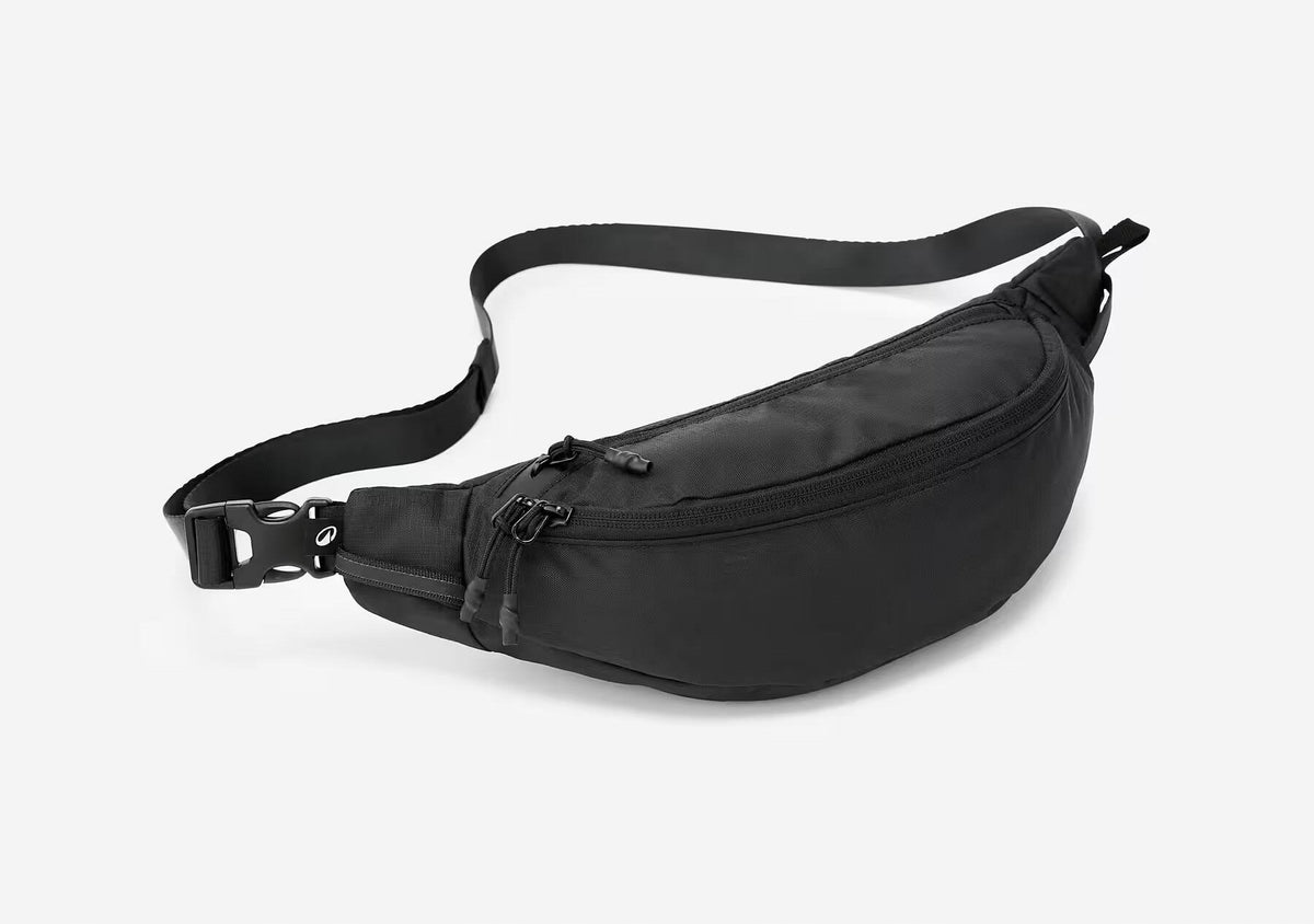 BUM BAG HIP 2 COMPARTMENTS TRAVEL ORGANIZER 2L TOURIST SACHET Color black