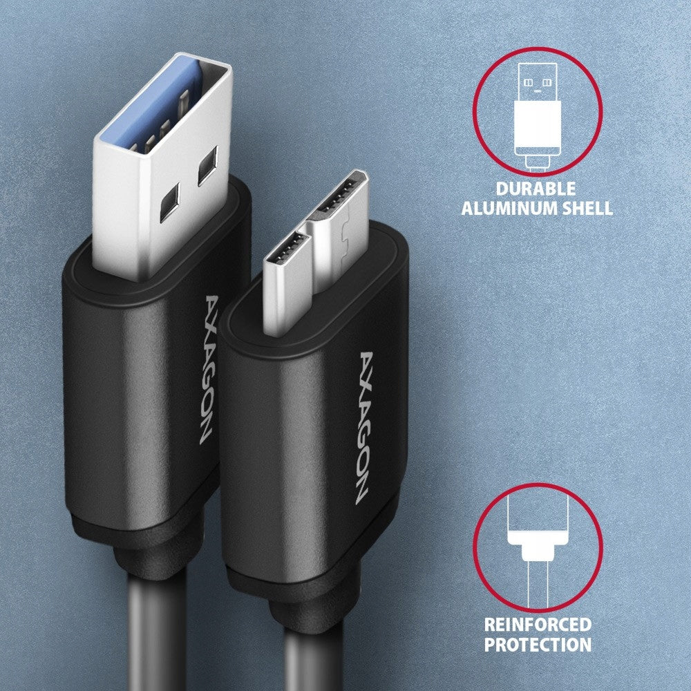 BUMM3-AM10AB Micro-B USB USB-A 3.2 Gen 1 Cable,,,,, Brand Axagon