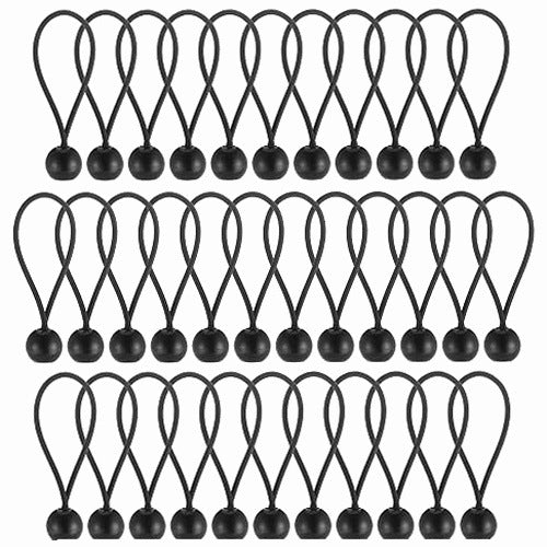 BUNGEE TENSIONER BALL BLACK ELASTIC STRING FOR TARPAULIN 35 PCS.