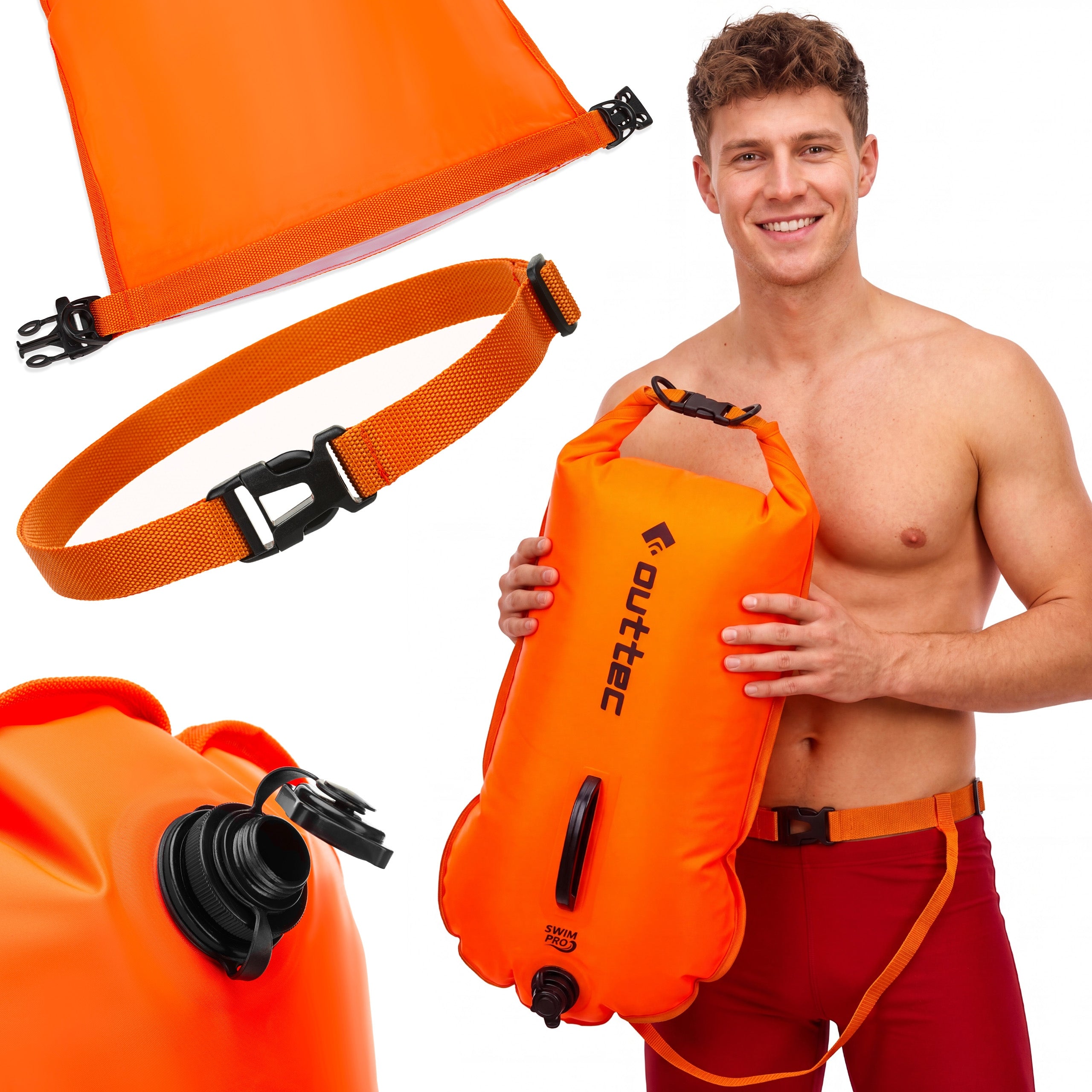 BUOY FOR SWIMMING SAFETY BUOY DRY BAG 28L 2IN1 OUTTEC