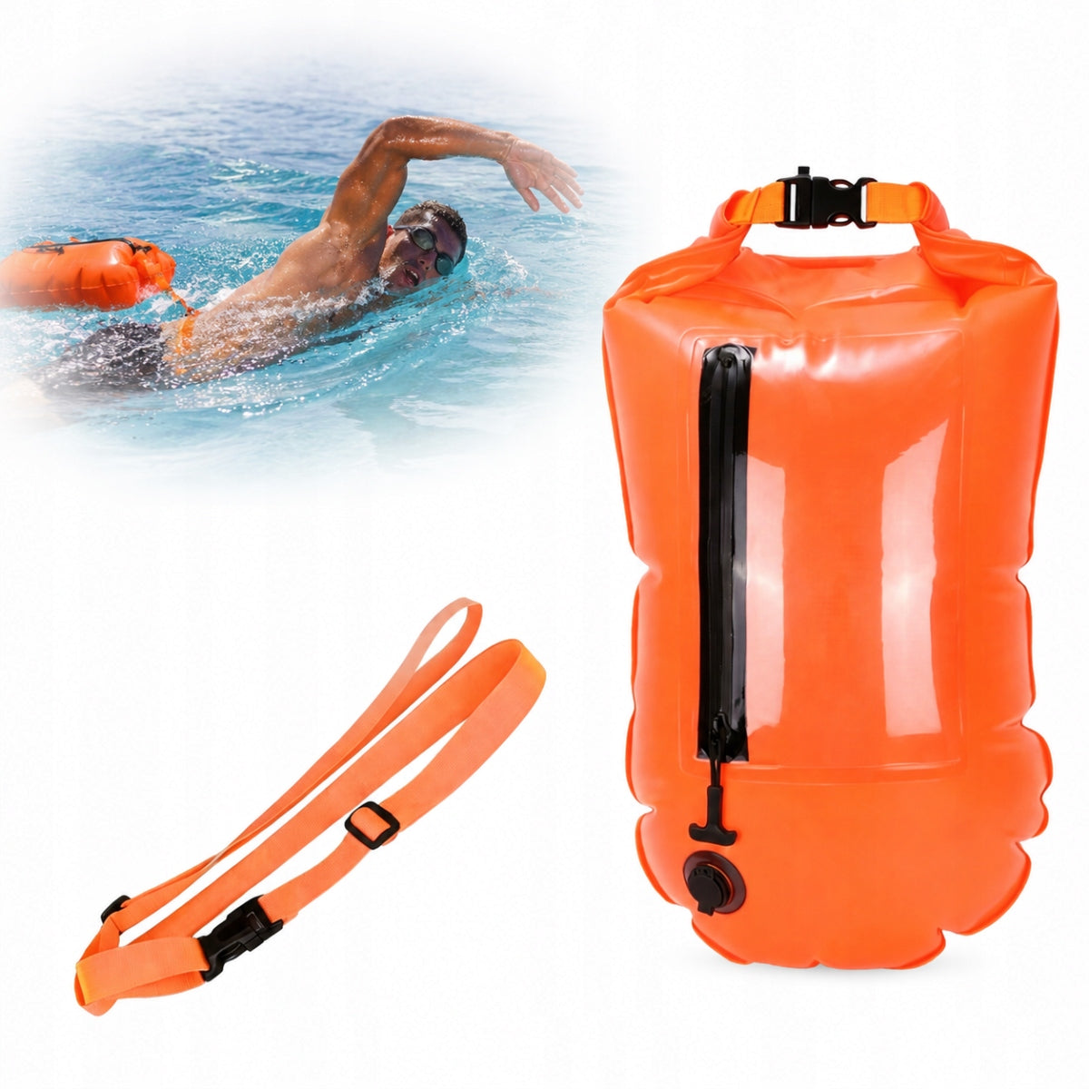 BUOY SAFETY BUOY FOR SWIMMING DRY POCKET INFLATABLE ADJUSTMENT