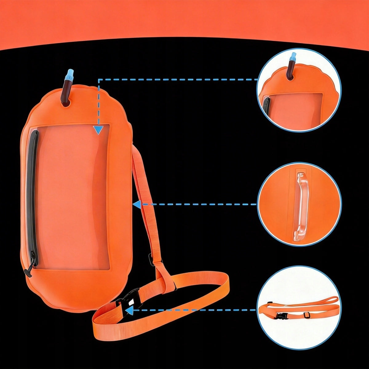 BUOY SAFETY BUOY FOR SWIMMING DRY POCKET INFLATABLE BOARD Length 51.48 cm